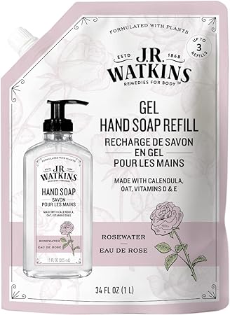 J.R. Watkins Rosewater Liquid Hand Soap Refill Pouch 1 L