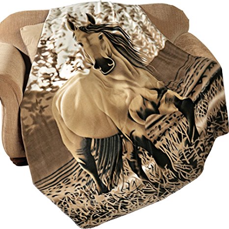 Western Horse Soft Fleece Throw Blanket, 63"x73"