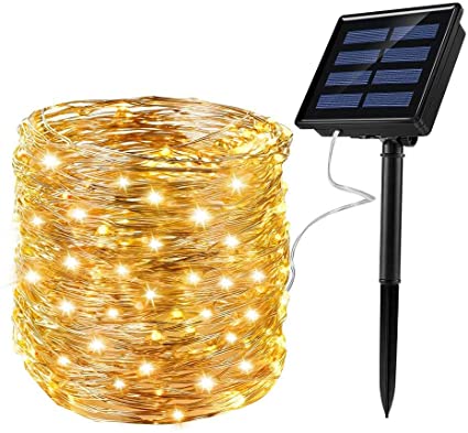 Rophie Catena Luminosa Solare Stringa Luci 200 LED 8 Modi 22m Luci Solari Giardino Impermeabile Luci Decorative da Interni e Esterni per Natale Halloween Festa Matrimoni Ricevimentio, Bianco Caldo