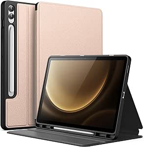 JETech Case for Samsung Galaxy Tab S9 FE  / S9 FE Plus 12.4-Inch with S Pen Holder, Slim Folio Stand Protective Tablet Cover, Multi-Angle Viewing (Rose Gold)