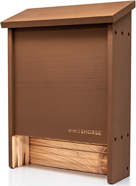 WHITEHORSE Premium Cedar Bat House - A 2-Chamber Bat Box That is Built to Last - Enjoy a Healthier Soil and a Greener Lawn While Supporting Bats (Brown)