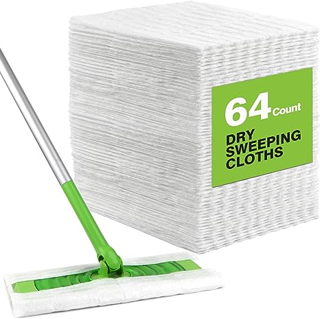 HOMEXCEL Dry Sweeping Cloths Pads Compatible with Swiffer Sweeper- Disposable Duster Refills Mop Pads for Floor Mopping and Cleaning,64 Count