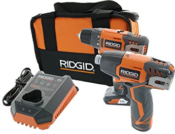 Ridgid R9000K 12V Hyper Lithium-Ion Drill / Driver Combo Kit (Includes: 1 x R82005 Drill, 1 x R82230 Impact Driver, 1 x AC82049 2AH Battery, 1 x AC82059 4AH Battery, 1 x R86049 Charger)