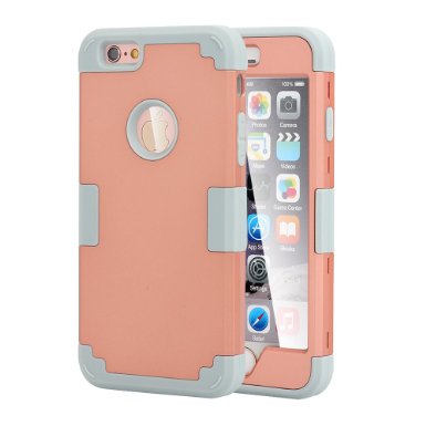 iPhone 6S Case Pandawell8482 Hybrid Heavy Duty Shockproof Case with Dual Layer Hard PC Soft Silicone Impact Protection for Apple iPhone 6  6S 47 inch Rose GoldGrey