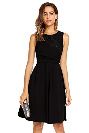 Beyove Women's Sleeveless Flare Fit Lace Party Prom Dress