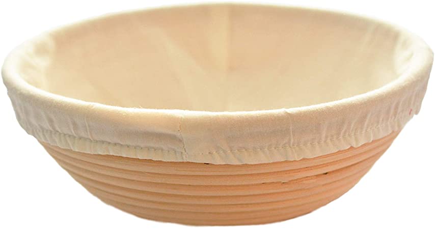 Forsun 1pcs 8.5" Round Banneton Brotform Bread Dough Proofing Rising Rattan Basket & Liner,Banneton Proofing Basket Set - for Home Bakers (Sourdough Recipe) & Bread Making