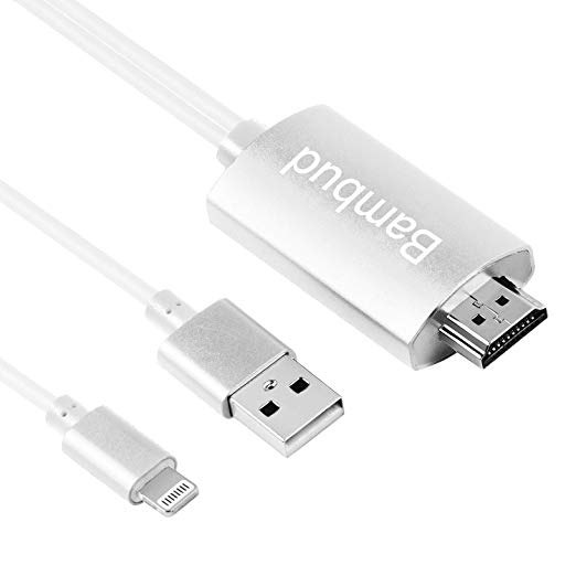 Bambud Compatible with iPhone iPad to HDMI Adapter Cable 6.5ft, Digital AV Adapter 1080p HD TV Connector Cord Compatible with iPhone Xs Max XR R 8 7 6s Plus, 6,iPad to TV Projector Monitor