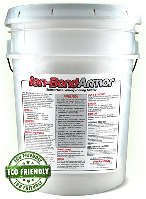 Ion-Bond Armor Industrial Concrete Sealer (5-gals) – Subsurface Waterproofing Sealer | Penetrates Smooth Concrete & Masonry | Use on Fiber-Reinforced Concrete | Penetrates Through Latex Paint
