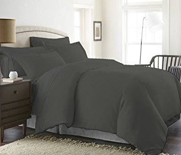 1200 Thread Count Luxurious 100% Egyptian Cotton Duvet Cover (Duvet Cover with Zipper Closure) Solid By BED ALTER (Grey, Queen)