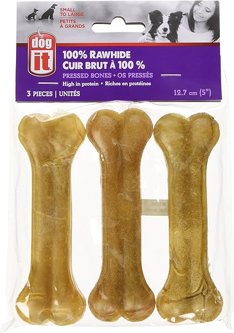 Dogit Pressed Rawhide Knuckle Bone, Medium, 12.5cm (5-Inch), 50-55 G (1.8-1.9-Ounce), 3-Pack