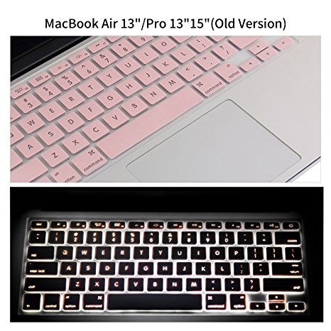 Premium Hollow Keyboard Cover for MacBook Pro 13" 15" 17"(with or w/out Retina Display, 2015 or Older Version) iMac and MacBook Air 13 Inch, Rose Quartz