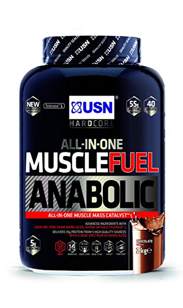 USN Muscle Fuel Anabolic Lean Muscle Gain Shake Powder, 2 kg - Chocolate