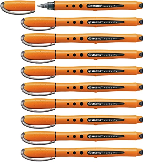 Stabilo Worker   - Roller with Progressive Ink Technology, Text Color: Black, Product Color: Orange