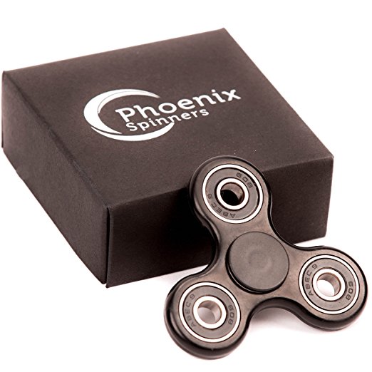 Tri Spinner Fidget Toy for ADHD, Stress and Anxiety Relief - EDC Office Toy, Super Fast 2-3 Minutes Spins - Customized 6-Ball Hybrid Ceramic Center, Injection Molded (Non-3D) by Phoenix Spinners