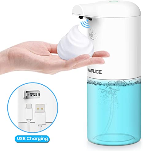 MAPUCE Automatic Soap Dispenser, 360ml/12oz Touchless Hand Sanitizer Dispenser, Foaming Soap Dispenser Hands Free Wall Mount Rechargeable for Kitchen Bathroom Toilet Office Hotel