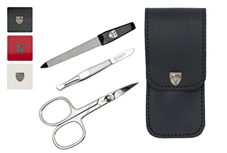 3 Swords - 3 Piece Manicure & Pedicure Kit, made of Genuine Leather in black, Quality: Made in Solingen/Germany