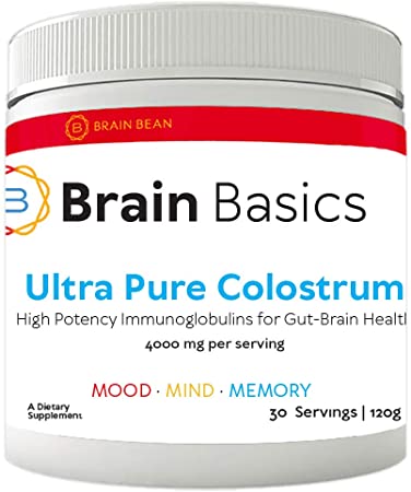 Brain Basics Ultra Pure Colostrum | Supports Immune System, Gut Health, and Sports Performance | from Grass-Fed Cows | 30 Servings