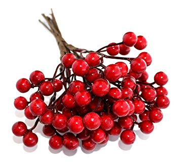 Artificial Berries Red Pip Berry Stems Spray for DIY Crafts – Wreath, Garland, Christmas Ornaments Decoration - Decorative Winter Floral Picks for Craft Decorations/Home Holiday Decor