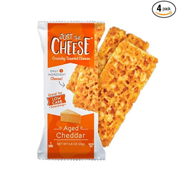 Just The Cheese Bars, 100% Cheese, Keto Snacks, High Protein, Gluten Free, All Natural, Made in USA (Aged Cheddar, 4 Bars)