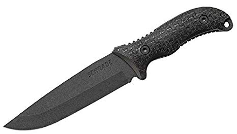 Schrade SCHF38 Frontier 11.2in High Carbon Steel Full Tang Fixed Blade Knife with 5.8in Drop Point and TPE Handle for Outdoor Survival, Camping and Bushcraft