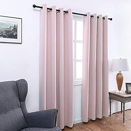 MANGATA CASA Bedroom Blackout Curtains Grommets 2 Panels,Thermal Window Curtain Drapes for Living Room Darking Drapes(Pink,52x96inch)
