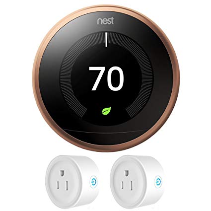 Nest T3021US Learning Thermostat 3rd Gen (Copper)   Deco Gear 2 Pack Wifi Smart Plug