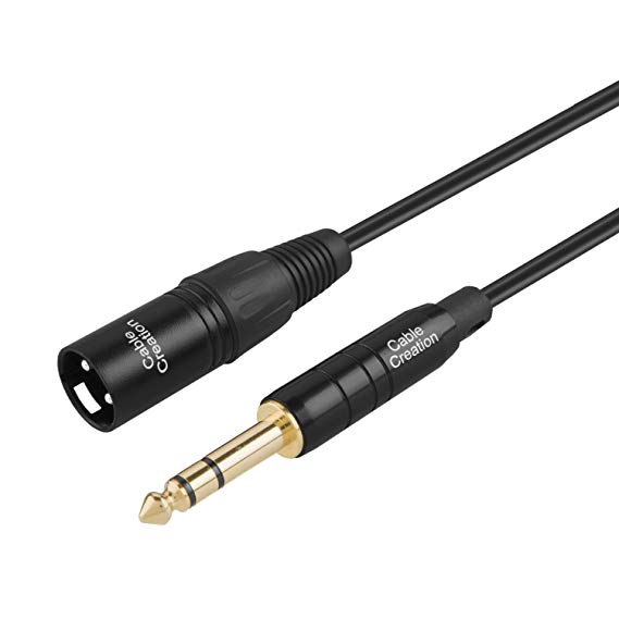 1/4 to xlr,CableCreation [2-PACK] 6FT 6.35mm (1/4 Inch) TRS Male to 3 PIN XLR Male Balanced Cable, Black