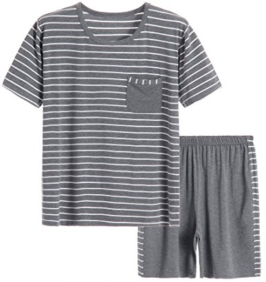 Latuza Men's Summer Sleepwear Striped Design Casual Pajama Set