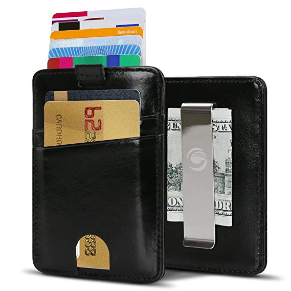 EGRD Front Pocket Minimalist Leather Slim Wallet RFID Blocking with Money Clip