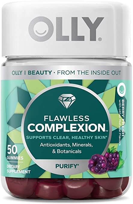 OLLY Flawless Complexion Gummy Supplement, with antioxidants; Berry Fresh; 50 count, 25 day supply (packaging may vary)