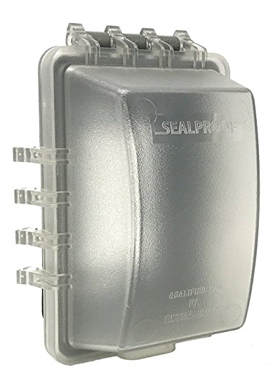 Sealproof 1-Gang Weatherproof In Use Electrical Power Outlet Cover, Single Gang Outdoor Plug and Receptacle Protector, Lockable, UL Extra Duty Compliant, 18-in1, Plastic Clear Frost