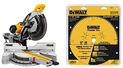 DEWALT DWS779 12" Sliding Compound Miter Saw with DEWALT DW7296PT Precision Trim 12-Inch 96 Tooth ATB Crosscutting Saw Blade with 1-Inch Arbor