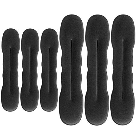 6 Pieces Hair Bun Makers Upgraded Hair Holder Sponge Clips Hair Styling Donut Buns Hair Twist Curler Donut Tools, 3 Large and 3 Small (Black)