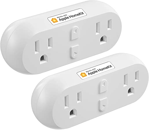 meross Smart Plug Dual WiFi Outlet Plug 2 in 1, Support Apple HomeKit, Siri, Alexa, Echo, Google Assistant and SmartThings, Voice & Remote Control, Timer, No Hub Required, 2 Pack