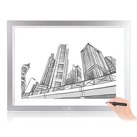 LitEnergy 32.5 Inch Diagonal A2 Drawing Light Box for Tracing with Precise Scale and Padpucks