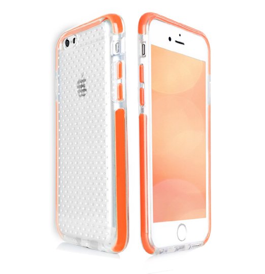 iPhone 6S Case, iPhone 6 Case, FYY[Patent Shockproof][Military Material] Ultra Slim Fit Hybrid Clear Bumper Case Soft Silicone Gel Rubber Shockproof Impact Resistance Cover for iPhone 6S/6 Orange