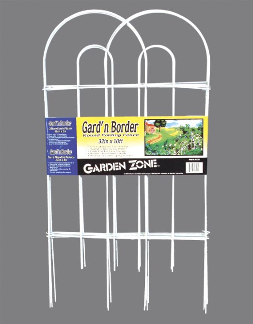 Origin Point 053210 Gard'n Border Round Folding Fence, White, 32-Inch x 10-Feet