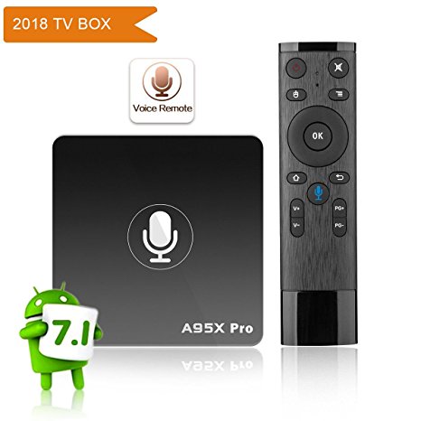 A95X Pro Google Android 7.1 TV Box, Voice Control Remote 2GB RAM 16GB ROM with 4K UHD/2.4G WiFi