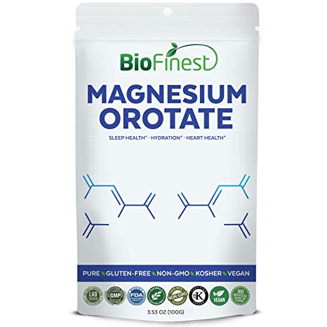 Biofinest Magnesium Orotate Powder - Pure Gluten-Free Non-GMO Kosher Vegan Friendly - Supplement for Heart Health, Hydration, Athletic Performance, Sleep Health (100g)