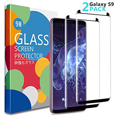 Bigear Samsung Galaxy S9 Screen Protector [2 Pack] Galaxy S9 Tempered Glass 3D Curved Full Coverage HD Ultra Clear 9H Hardness Film [Case Friendly] for Samsung Galaxy S9(5.8") 2018 released