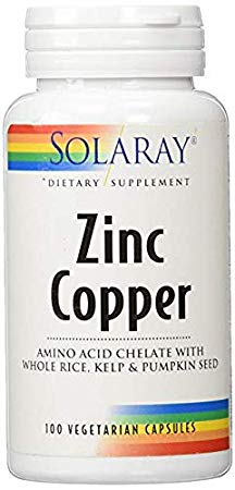 Solaray Zinc Copper, 50mg / 2mg, 100 caps (2 Pack)