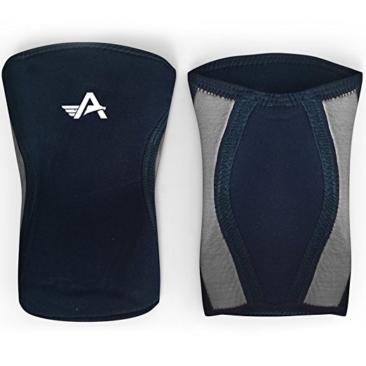 Athlos Fitness Knee Sleeve and Knee Brace - Superior Knee Support for Squats Weightlifting and Powerlifting - Comes with Two (2) Knee Sleeves 5MM Neoprene (Black/Grey, XS)