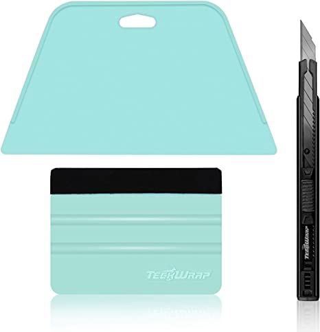 TECKWRAP Wallpaper Smoothing Basic Tool Kit - Big Mint Squeegee, Felt Edge Squeegee,Craft Knife for Wallpaper Contact Paper Application, Home Decor, Window Tint,Car Wrap Film