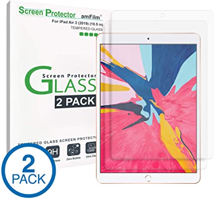 amFilm Screen Protector for iPad Air 3 (2019) / iPad Pro 10.5 (2017), Case Friendly Tempered Glass Screen Protector for Apple iPad 10.5" (2 Pack)