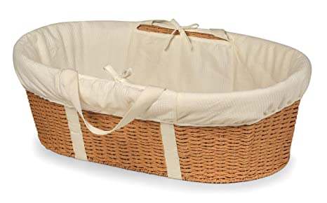 Wicker-Look Woven Baby Moses Basket with Bedding, Sheet, and Pad
