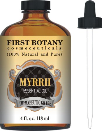 Myrrh Essential Oil 4 fl oz With a Glass Dropper - 100 Pure and Natural with Premium Quality and Therapeutic Grade - Ideal for Aromatherapy Massages and Maintaining Healthy Skin