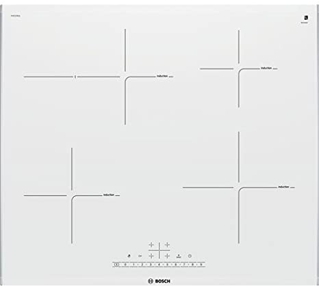 Bosch Induction hob with 5 Heating Fields PIF672FB1E, Glass, 2200 W, Acero inoxidable, Color Blanco