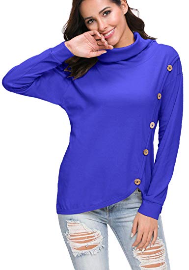 levaca Womens Loose Casual Tunic Tops Long Sleeve Sweatshirt Blouse Shirts