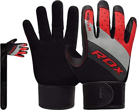 RDX Weight Lifting Full Finger Gym Gloves for Fitness Workout - Breathable with Anti Slip Palm Protection - Great Grip for Bodybuilding, Powerlifting, Weightlifting, Strength Training & Exercise