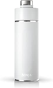 Ninja DW2401WH Thirsti 24oz Travel Water Bottle, For Carbonated Sparkling Drinks, Colder and Fizzier Longer, Leak Proof, 24 Hrs Cold, Dishwasher Safe, Stainless Steel Insulated Tumbler, Cloud White